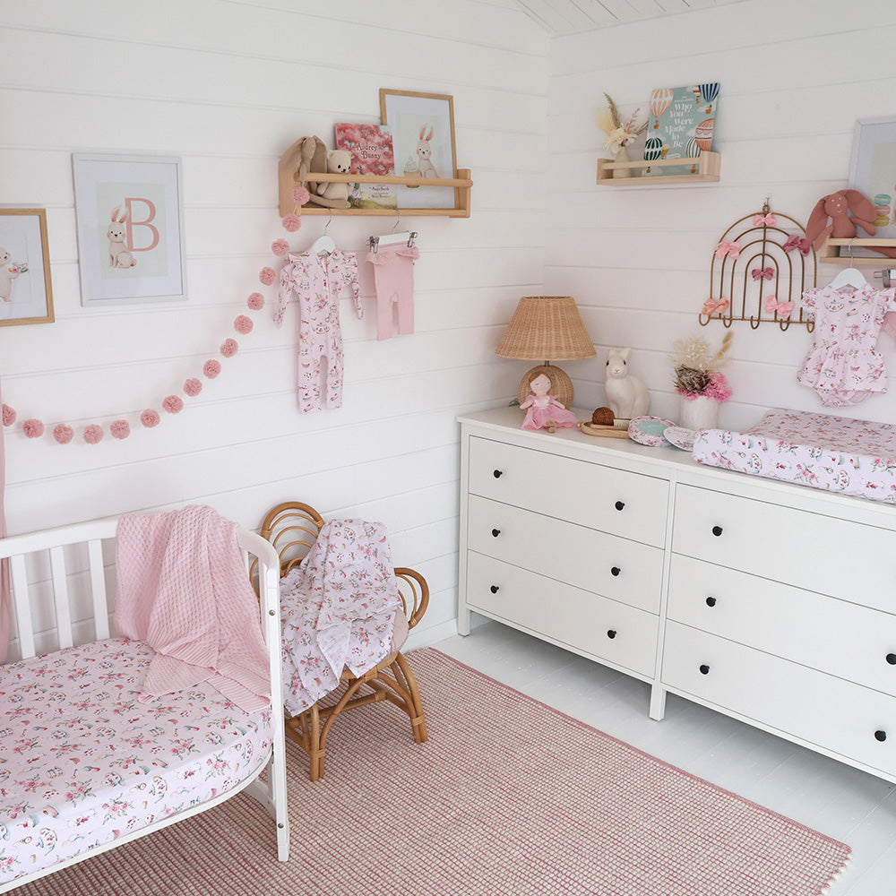 Snuggle Hunny Fitted Cot Sheet - Alice's Tea Party