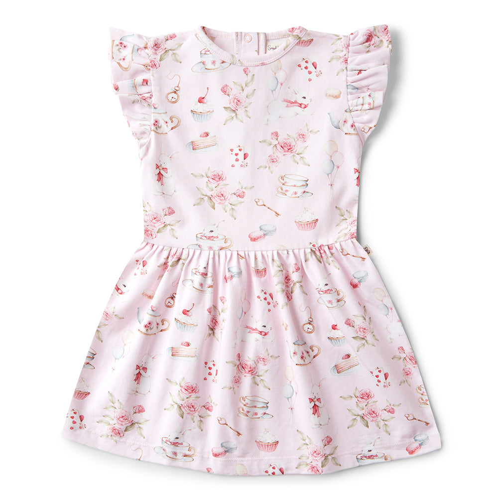 Snuggle Hunny Organic Cotton Short Sleeve Dress - Alice's Tea Party