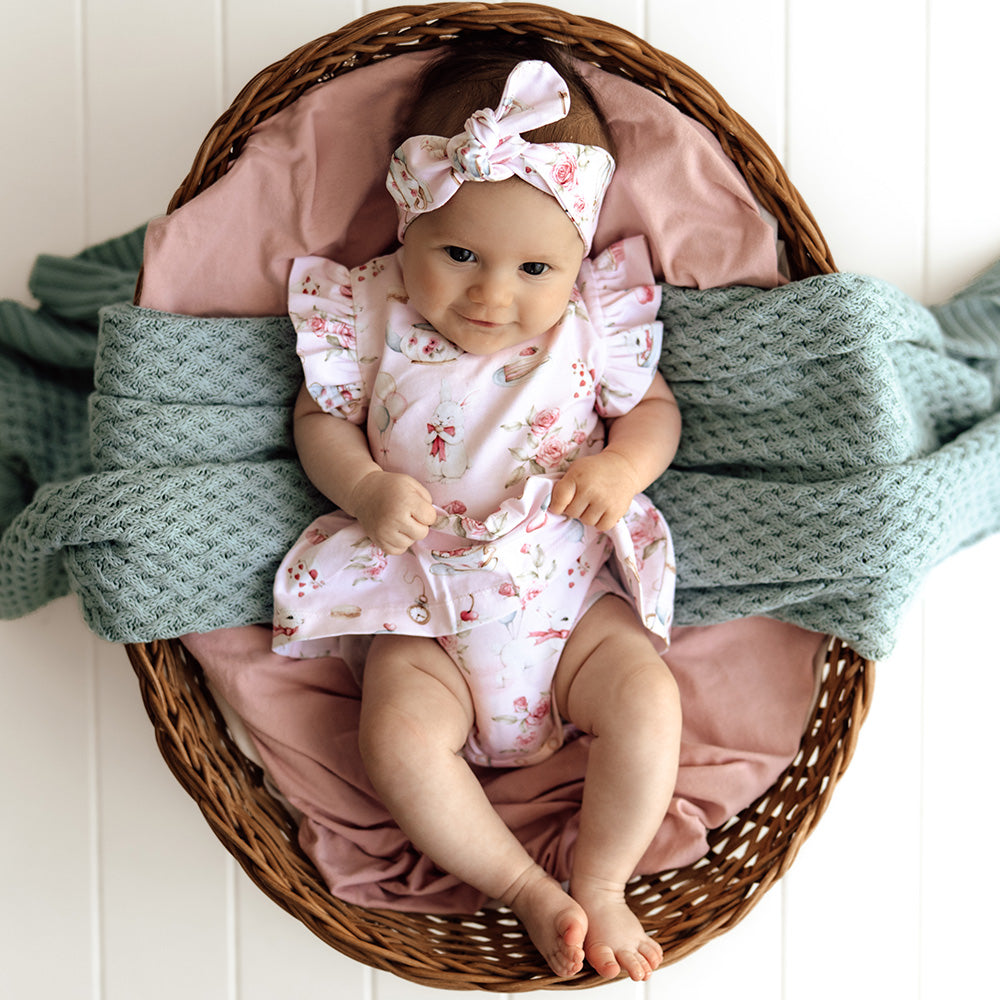 Snuggle Hunny Organic Cotton Short Sleeve Dress - Alice's Tea Party