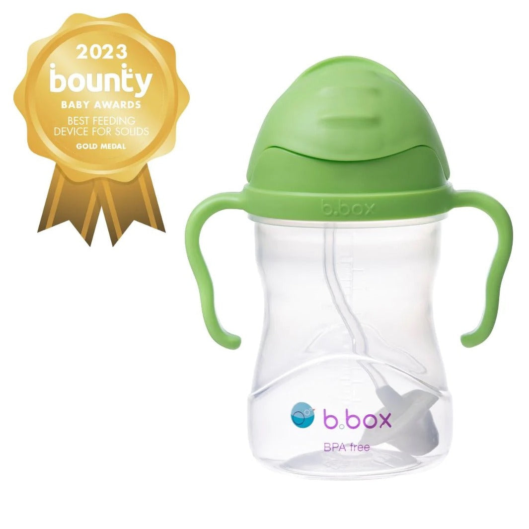 b.box Sippy Cup with Innovative Weighted Straw, Apple (Matte Lid)