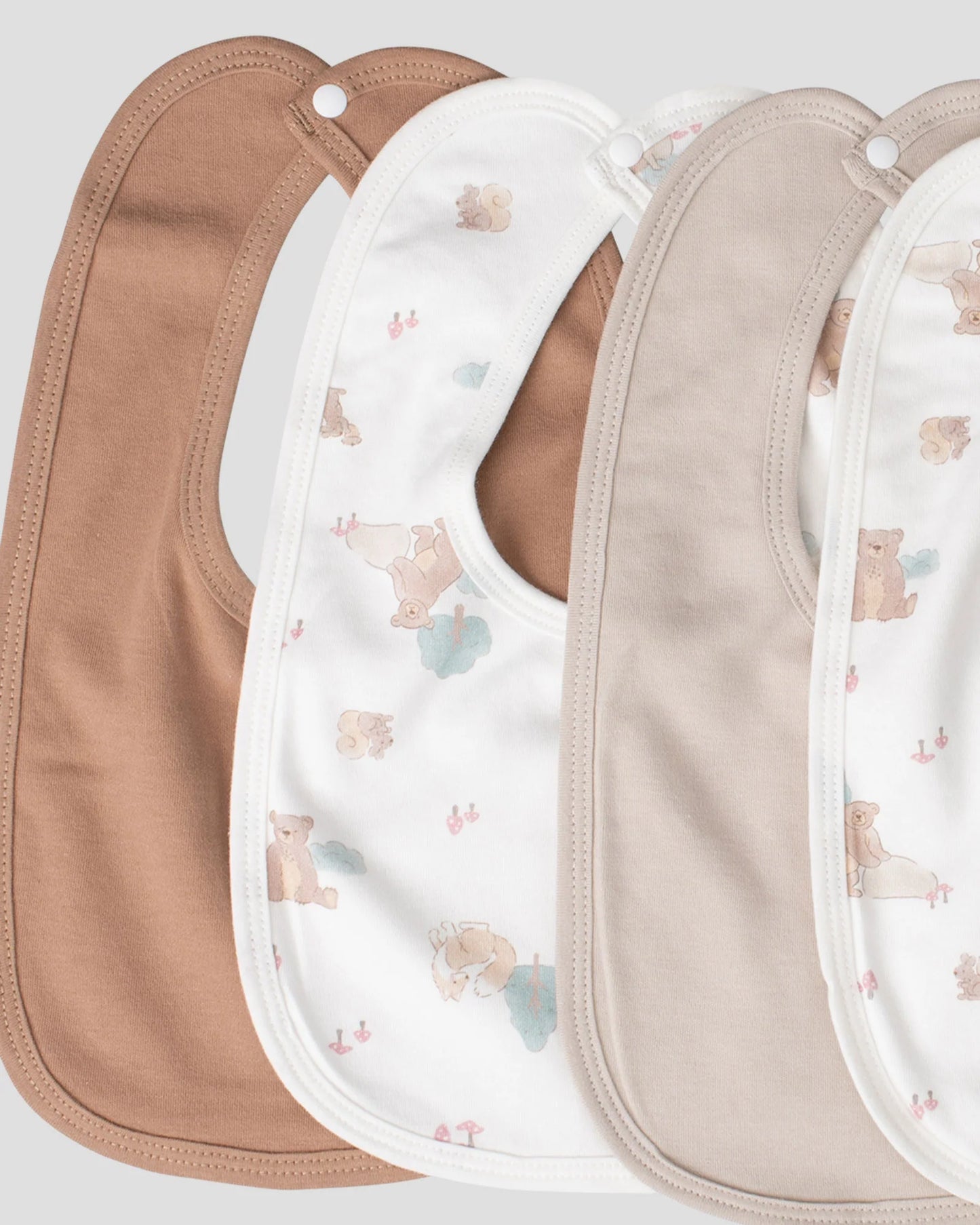 LITTLE LINEN BABY JERSEY BIB 5 PACK | BUSHLAND BEAR
