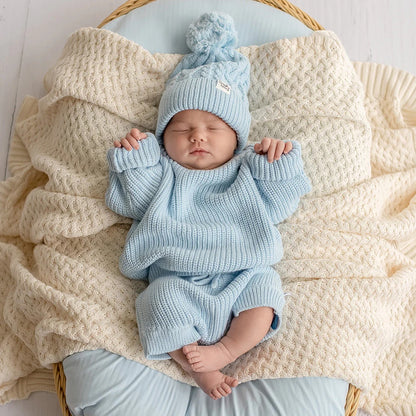 SNUGGLE HUNNY OVERSIZED COTTON KNIT JUMPER | BABY BLUE