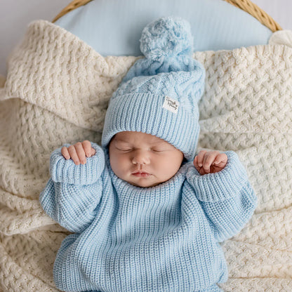 SNUGGLE HUNNY OVERSIZED COTTON KNIT JUMPER | BABY BLUE