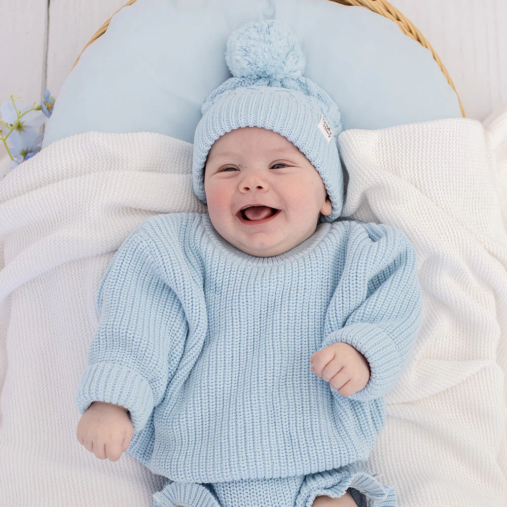 SNUGGLE HUNNY OVERSIZED COTTON KNIT JUMPER | BABY BLUE
