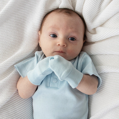 SNUGGLE HUNNY | ORGANIC COTTON RIB MITTENS | BABY BLUE