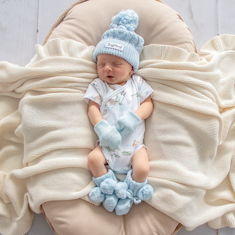 SNUGGLE HUNNY | ORGANIC COTTON RIB MITTENS | BABY BLUE