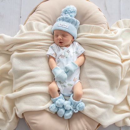 SNUGGLE HUNNY | ORGANIC COTTON RIB MITTENS | BABY BLUE