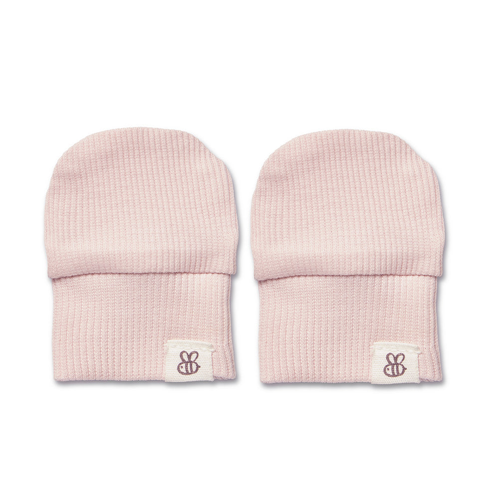 SNUGGLE HUNNY | ORGANIC COTTON RIB MITTENS | BABY PINK