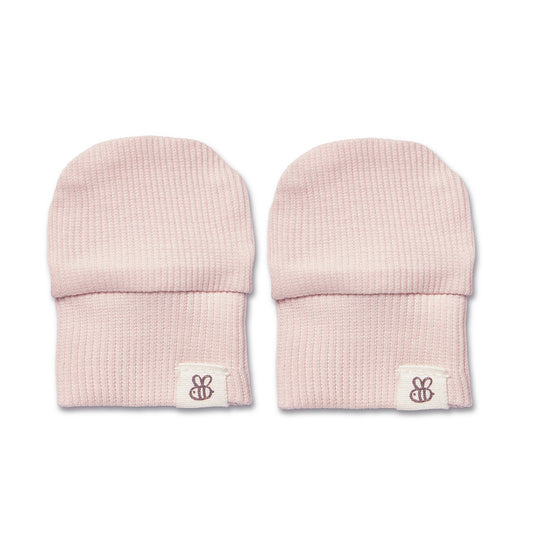 SNUGGLE HUNNY | ORGANIC COTTON RIB MITTENS | BABY PINK
