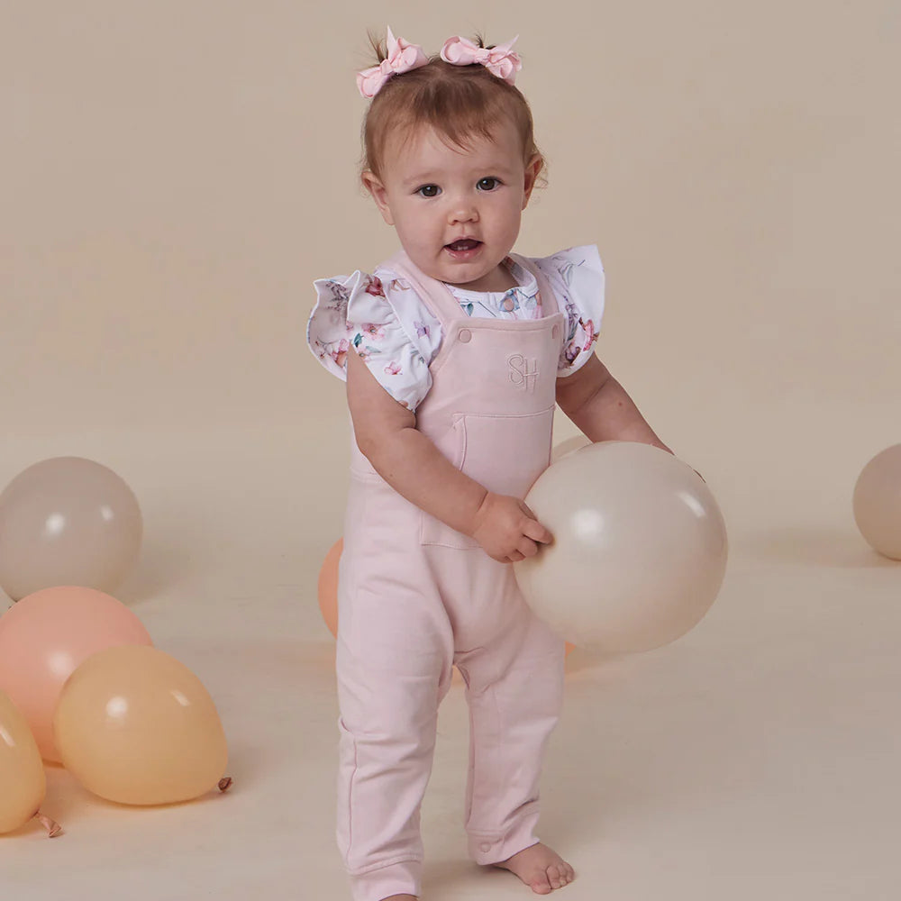 SNUGGLE HUNNY ORGANIC JOEY OVERALL | BABY PINK