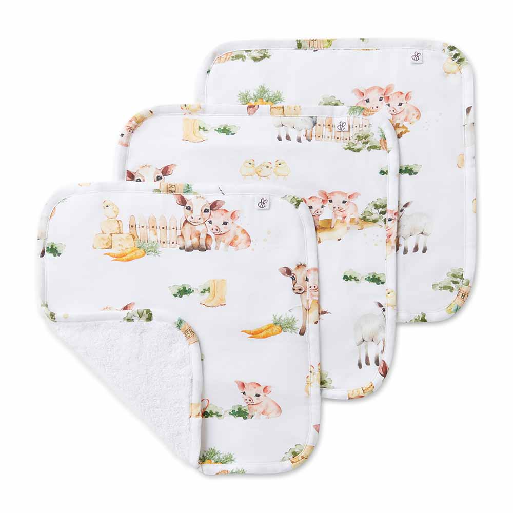 Snuggle Hunny Organic Cotton Wash Cloths 3 Pack - Farm
