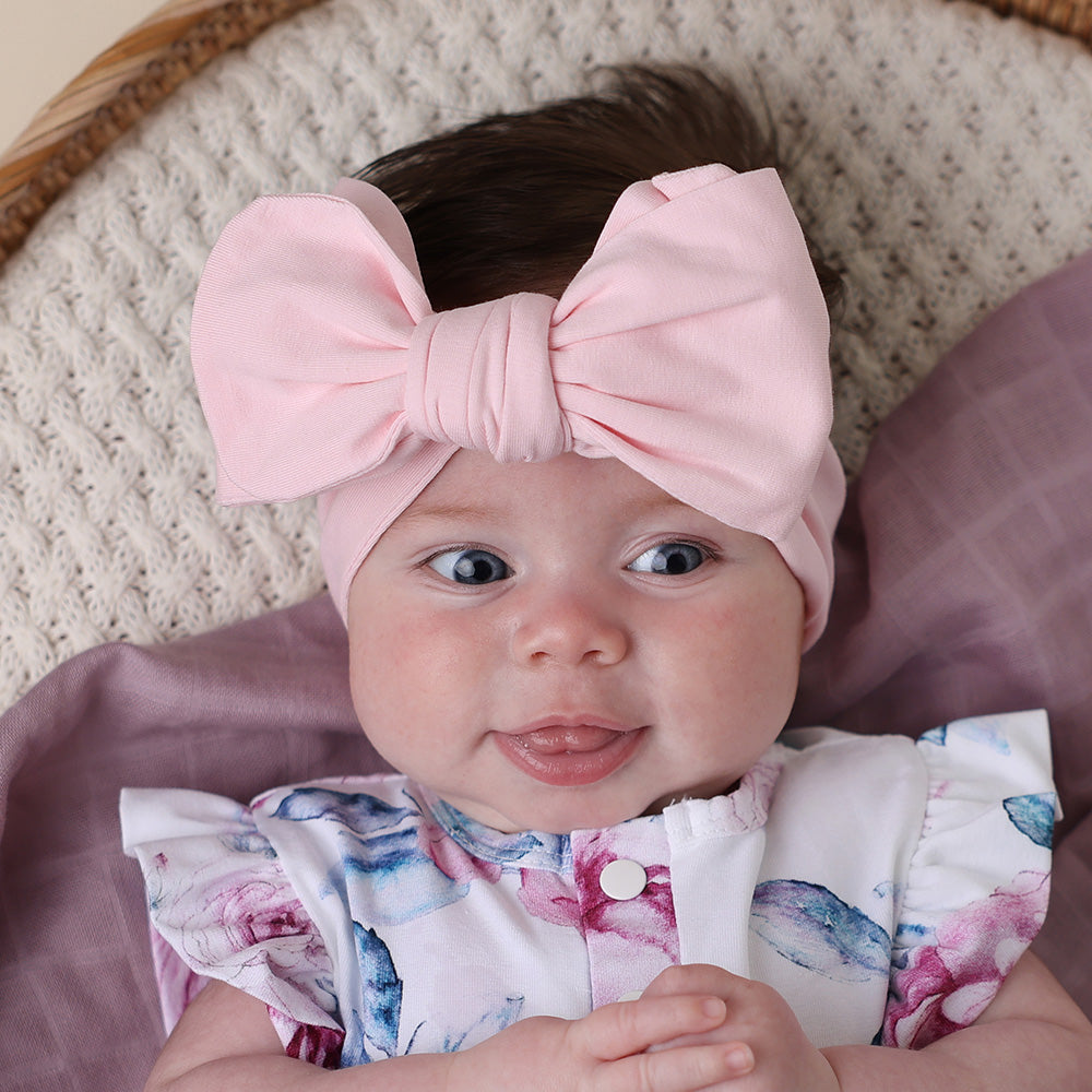 SNUGGLE HUNNY ORGANIC COTTON OVERSIZED BOW | BABY PINK