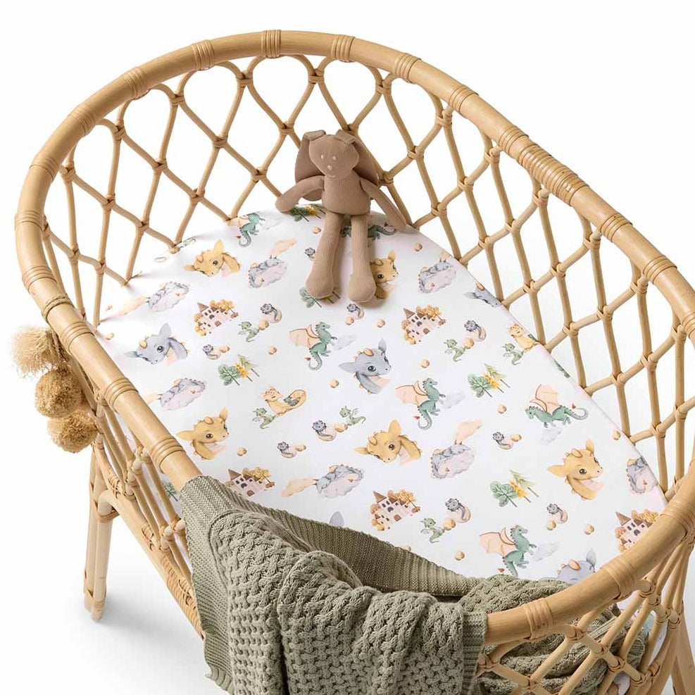 Snuggle Hunny Fitted Bassinet & Change Pad Cover - Dragon