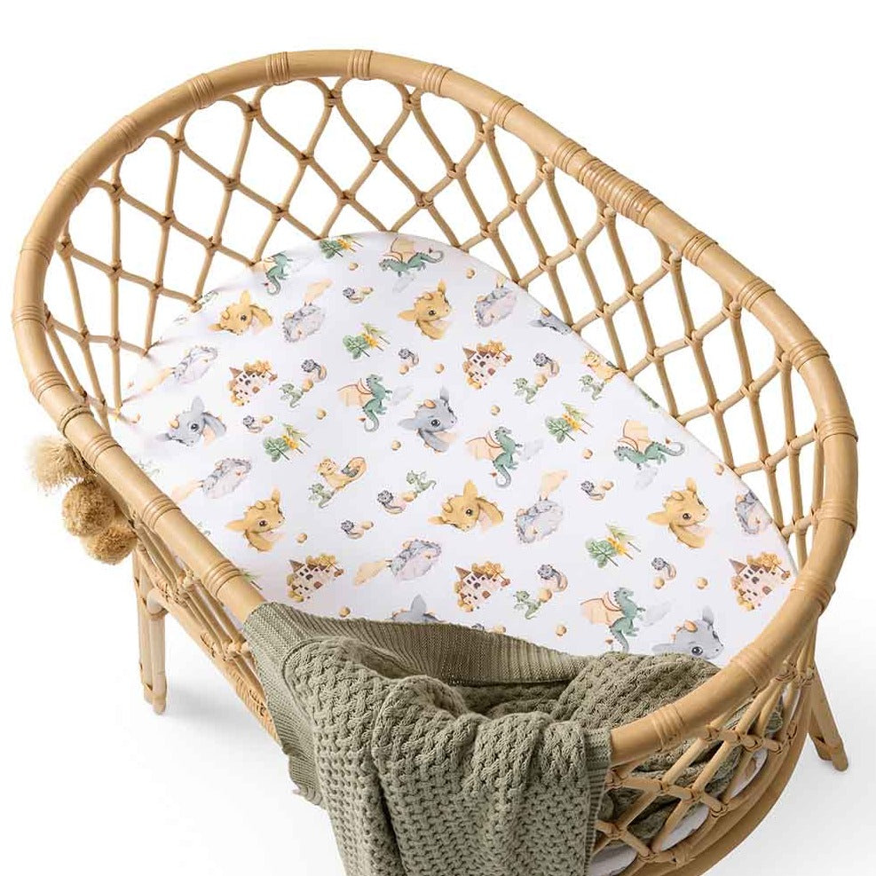 Snuggle Hunny Fitted Bassinet & Change Pad Cover - Dragon