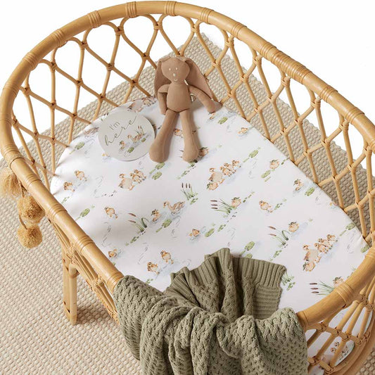 Snuggle Hunny Fitted Bassinet & Change Pad Cover - Duck Pond