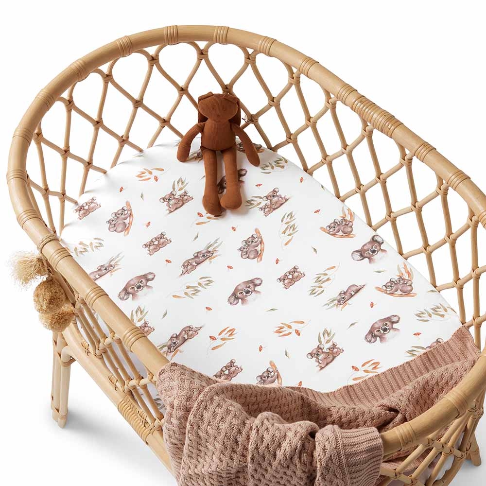 Snuggle Hunny Fitted Bassinet & Change Pad Cover - Koala