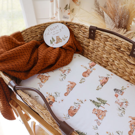 Snuggle Hunny Fitted Bassinet & Change Pad Cover - Bears Picnic