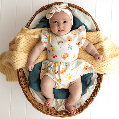 Snuggle Hunny Organic Cotton Short Sleeve Dress - Beach Fun