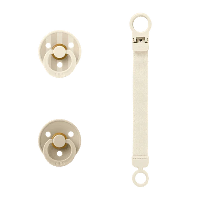 BIBS COLOUR DUMMY AND LOOP CLIP GIFT SET | IVORY