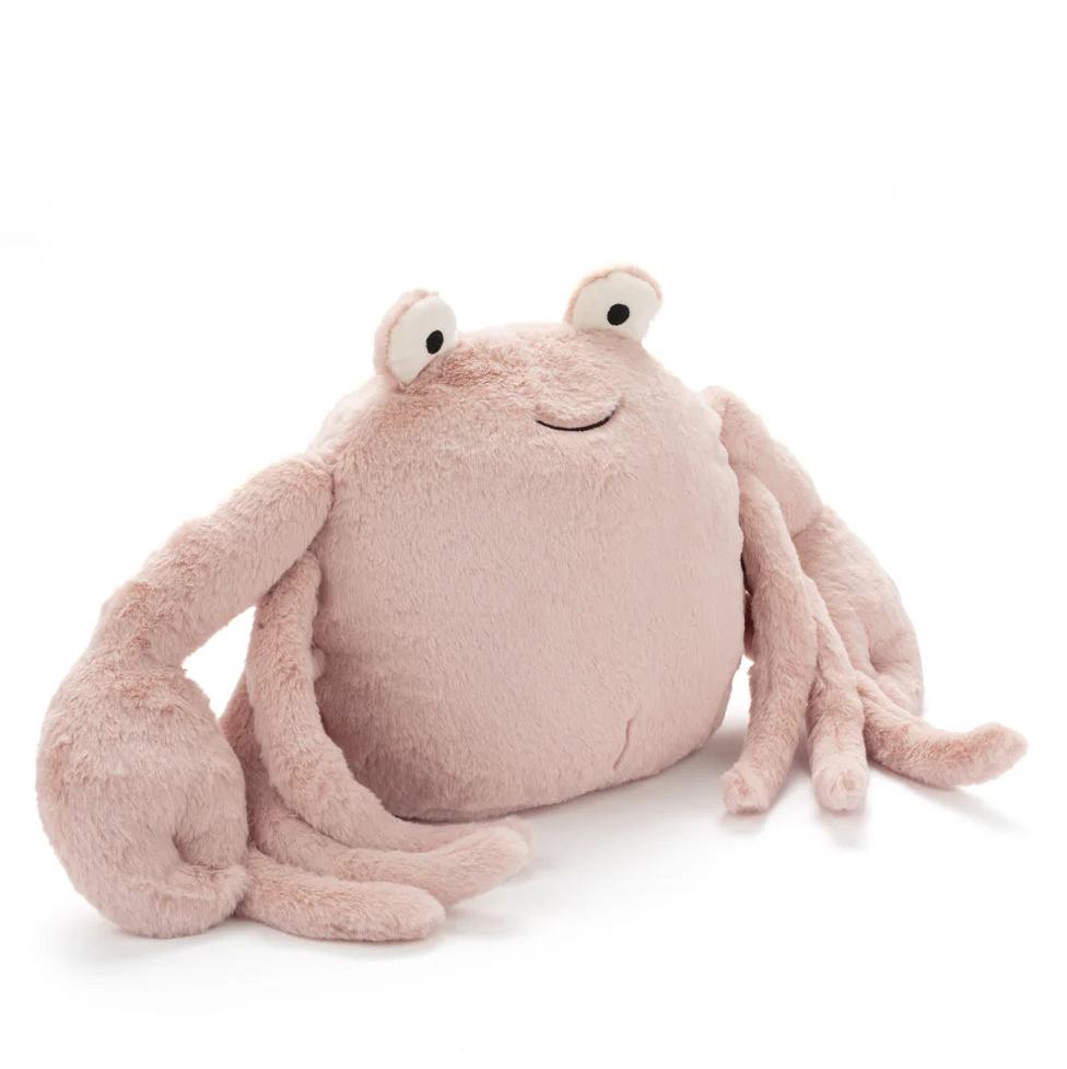 Plush crab toy on a white background