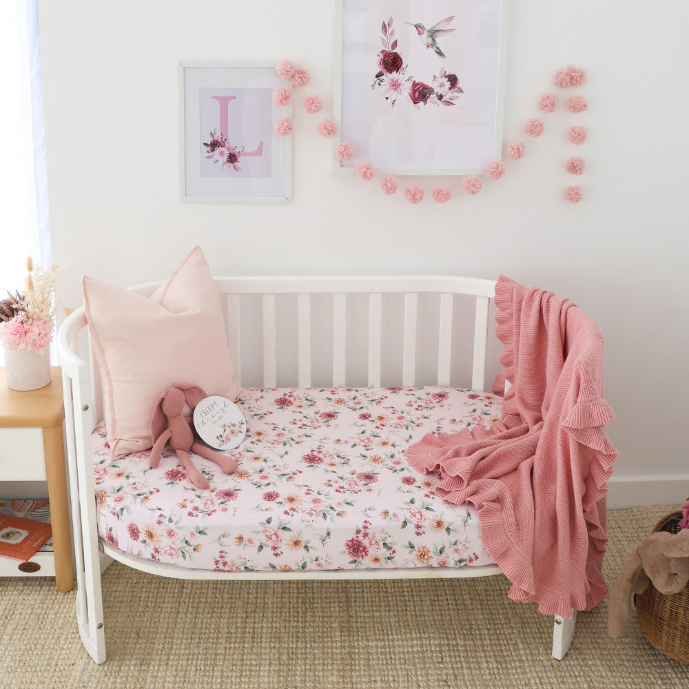 Snuggle Hunny Fitted Cot Sheet - Birds and Blooms