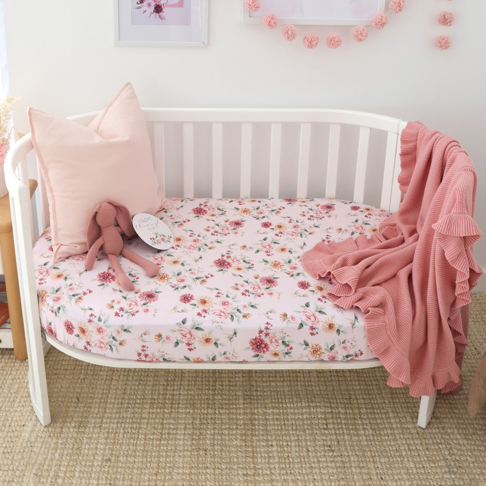 Snuggle Hunny Fitted Cot Sheet - Birds and Blooms