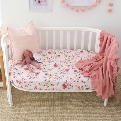 Snuggle Hunny Fitted Cot Sheet - Birds and Blooms