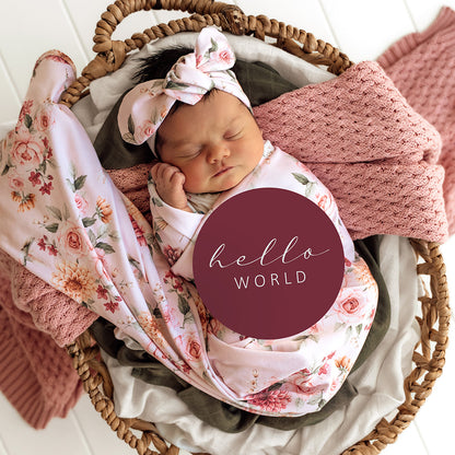 Snuggle Hunny Jersey Wrap and Headband Set | Birds and Blooms