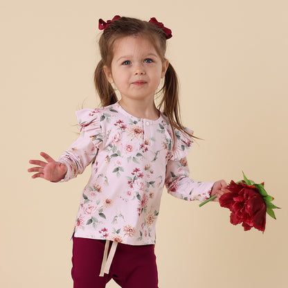 SNUGGLE HUNNY ORGANIC LONG SLEEVE FRILL TOP | BIRDS AND BLOOMS