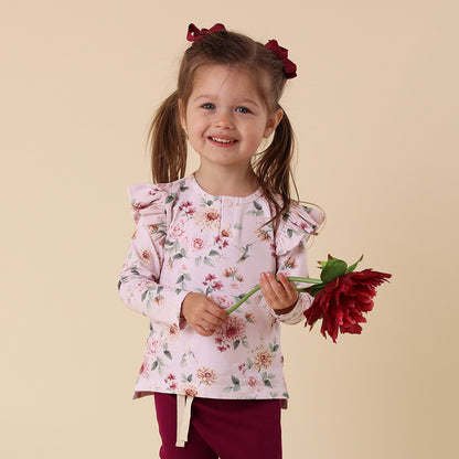 SNUGGLE HUNNY ORGANIC LONG SLEEVE FRILL TOP | BIRDS AND BLOOMS