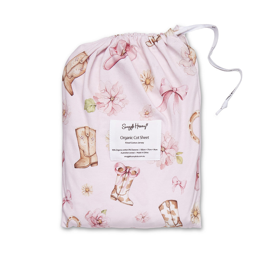 SNUGGLE HUNNY | FITTED COT SHEET | BOOTS AND BOWS