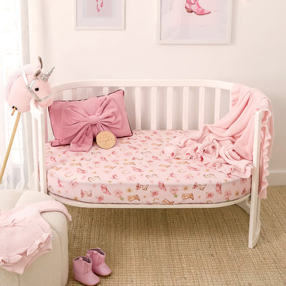 SNUGGLE HUNNY | FITTED COT SHEET | BOOTS AND BOWS