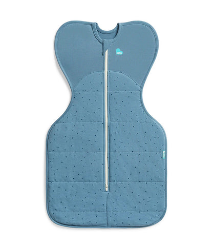Blue baby wrap with a zipper on a white background