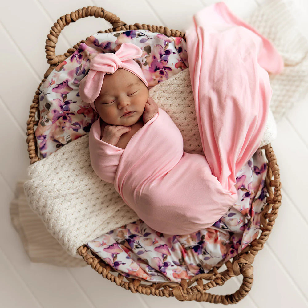 Snuggle Hunny Jersey Wrap and Headband Set | Bubblegum