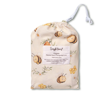 SNUGGLE HUNNY | FITTED BASSINET AND CHANGE PAD COVER | BUMBLEBEES