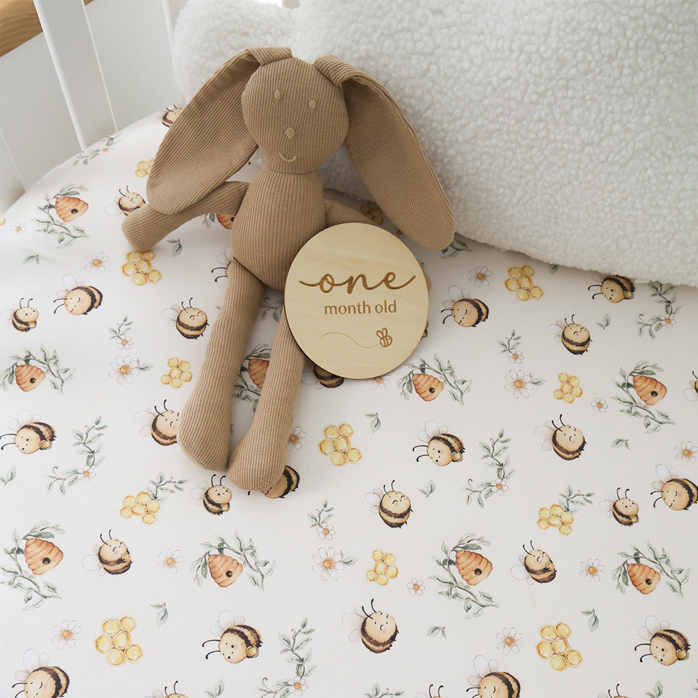 SNUGGLE HUNNY | FITTED COT SHEET | BUMBLEBEES