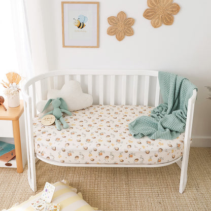 SNUGGLE HUNNY | FITTED COT SHEET | BUMBLEBEES