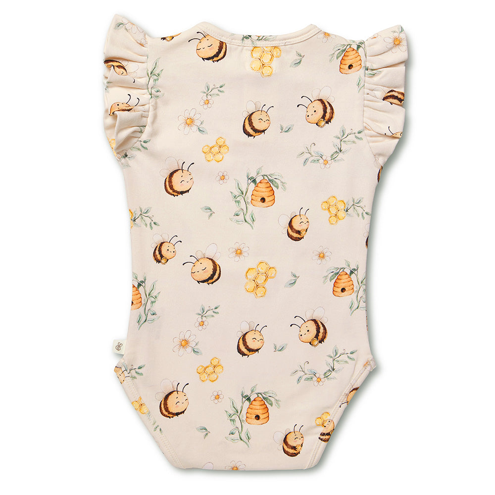 Snuggle Hunny Bodysuit Short Sleeve With Frill - Bumblebees