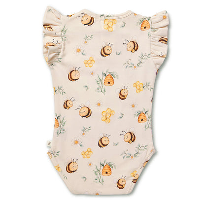 Snuggle Hunny Bodysuit Short Sleeve With Frill - Bumblebees