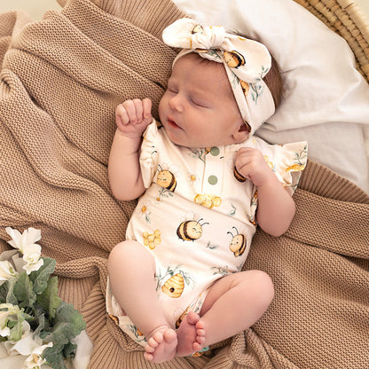 Snuggle Hunny Bodysuit Short Sleeve With Frill - Bumblebees