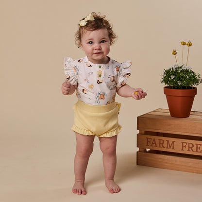 Snuggle Hunny Bodysuit Short Sleeve With Frill - Bumblebees
