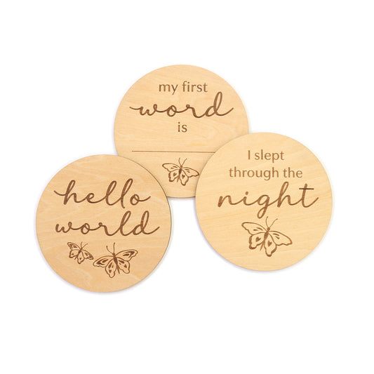 SNUGGLE HUNNY | WOODEN MILESTONE DISCS | BUTTERFLY