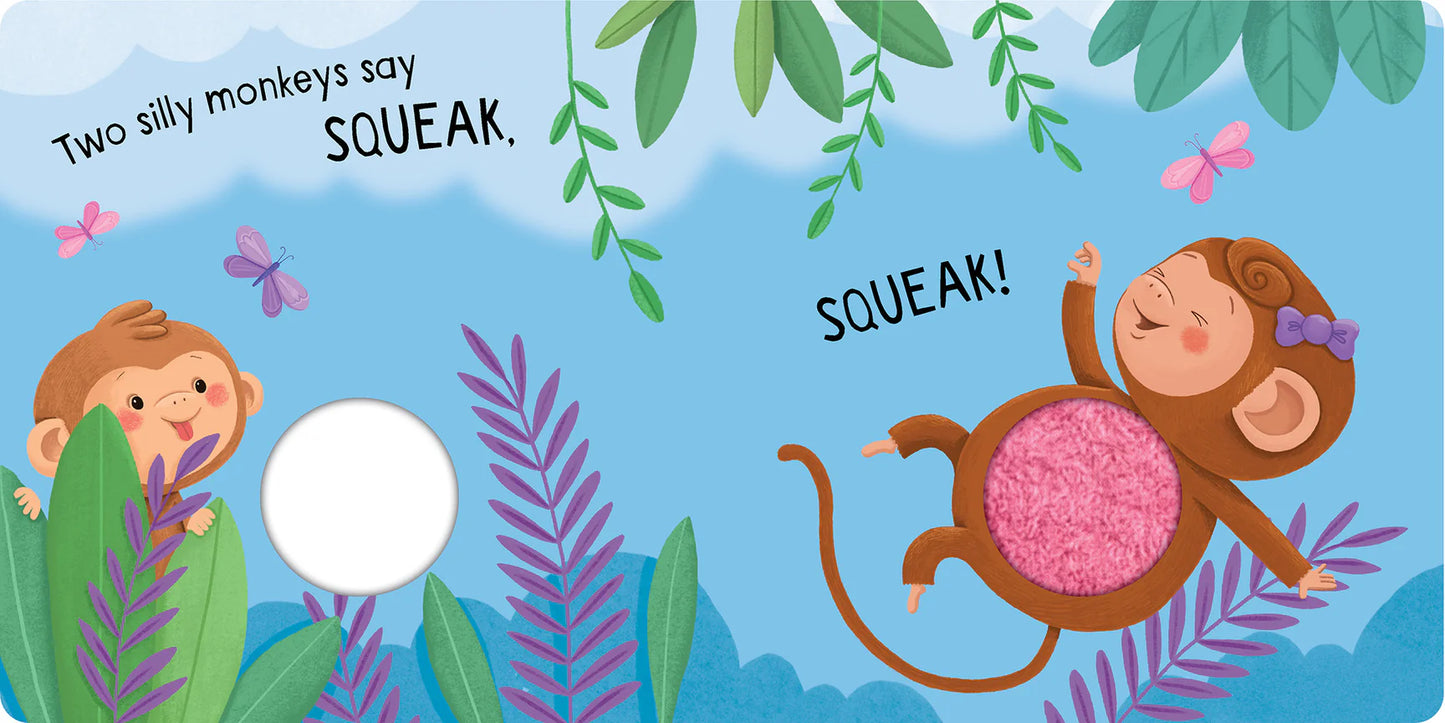Kids Squeaky Plush Board Book - Five Silly Monkeys