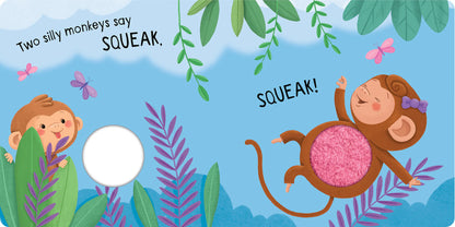 Kids Squeaky Plush Board Book - Five Silly Monkeys