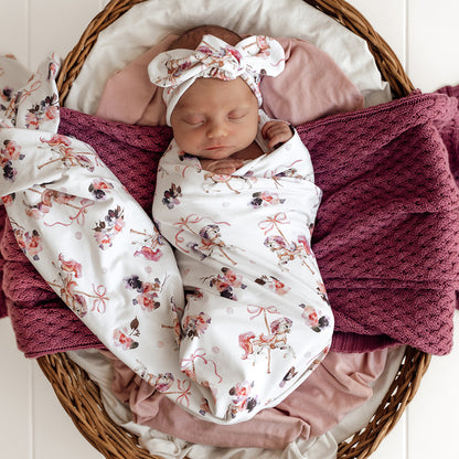 Snuggle Hunny Jersey Wrap and Headband Set | Carousel
