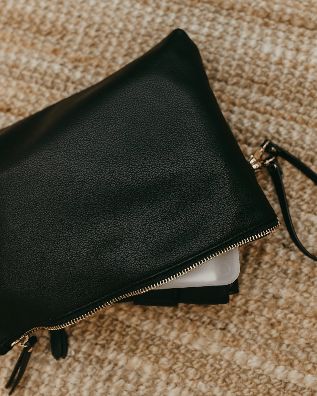 OiOi Nappy Changing Pouch - Black Dimple