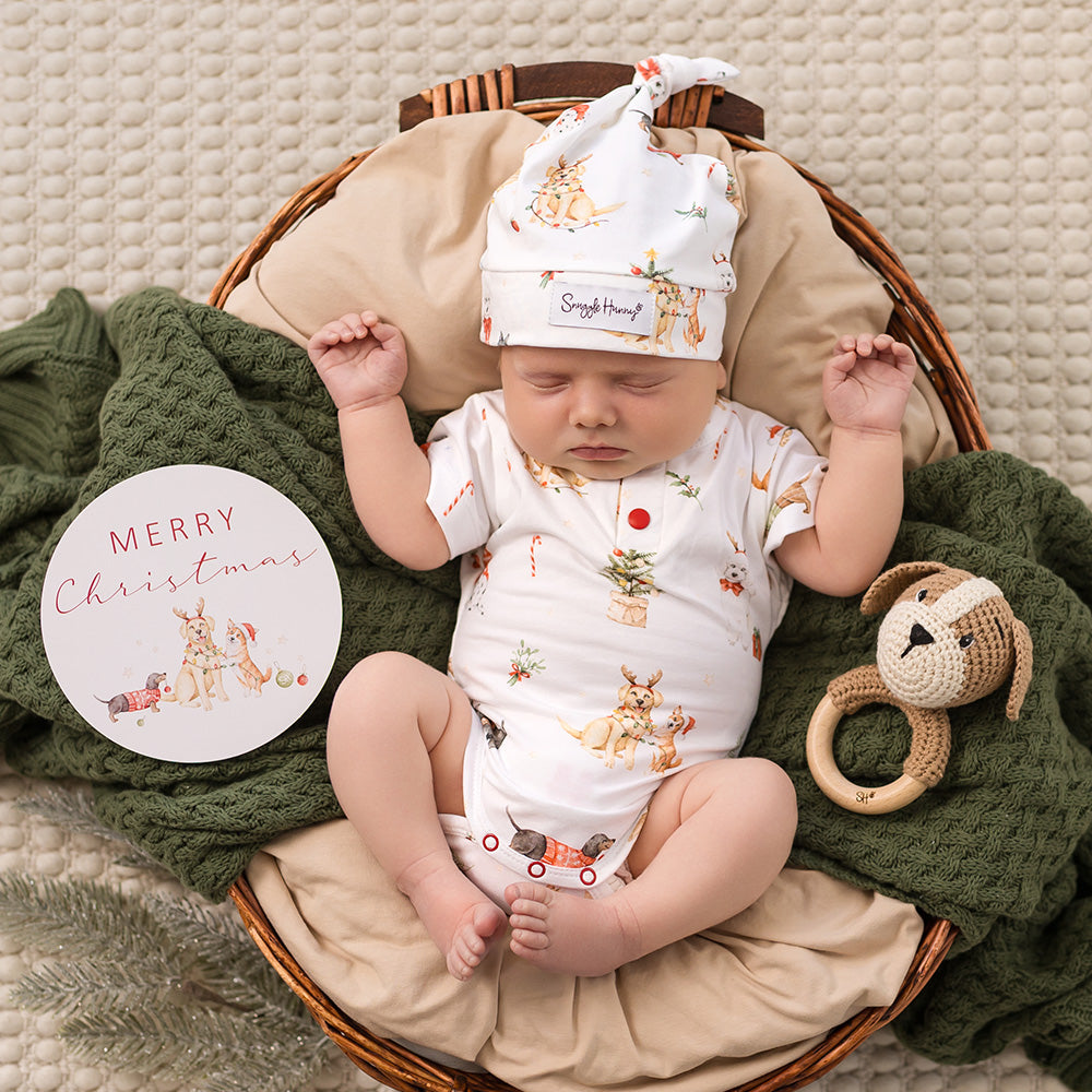 SNUGGLE HUNNY | BODYSUIT SHORT SLEEVE | CHRISTMAS PUPS