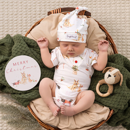 SNUGGLE HUNNY | BODYSUIT SHORT SLEEVE | CHRISTMAS PUPS
