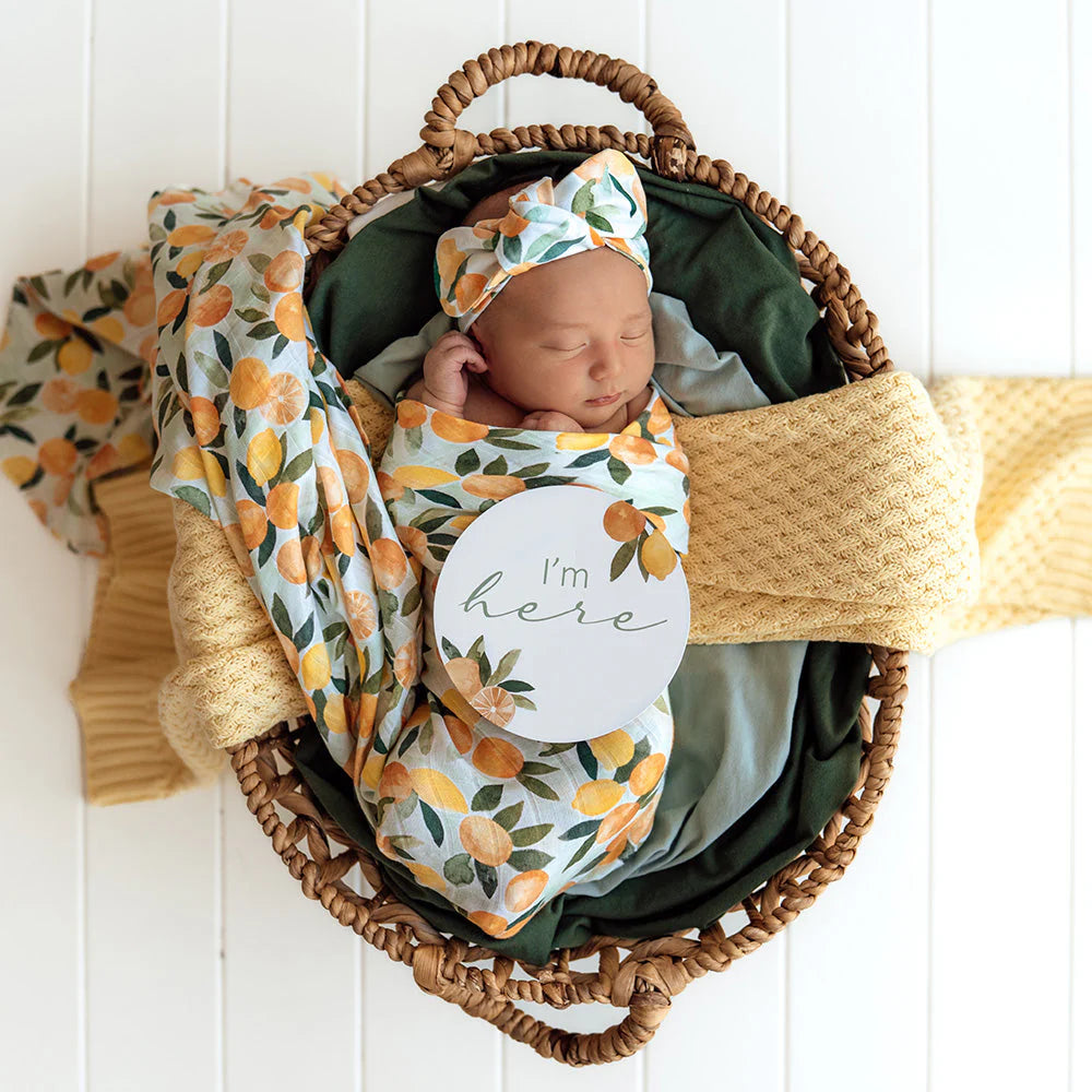 Snuggle Hunny Organic Cotton Muslin Wrap - Citrus Squeeze
