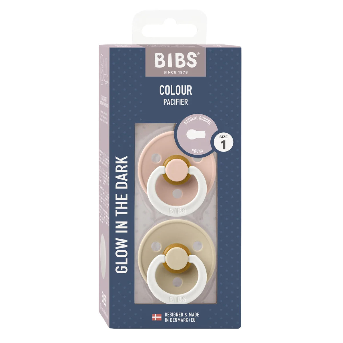 Bibs Colour Dummies (Night Glow) - Blush/Vanilla (2 Pack)